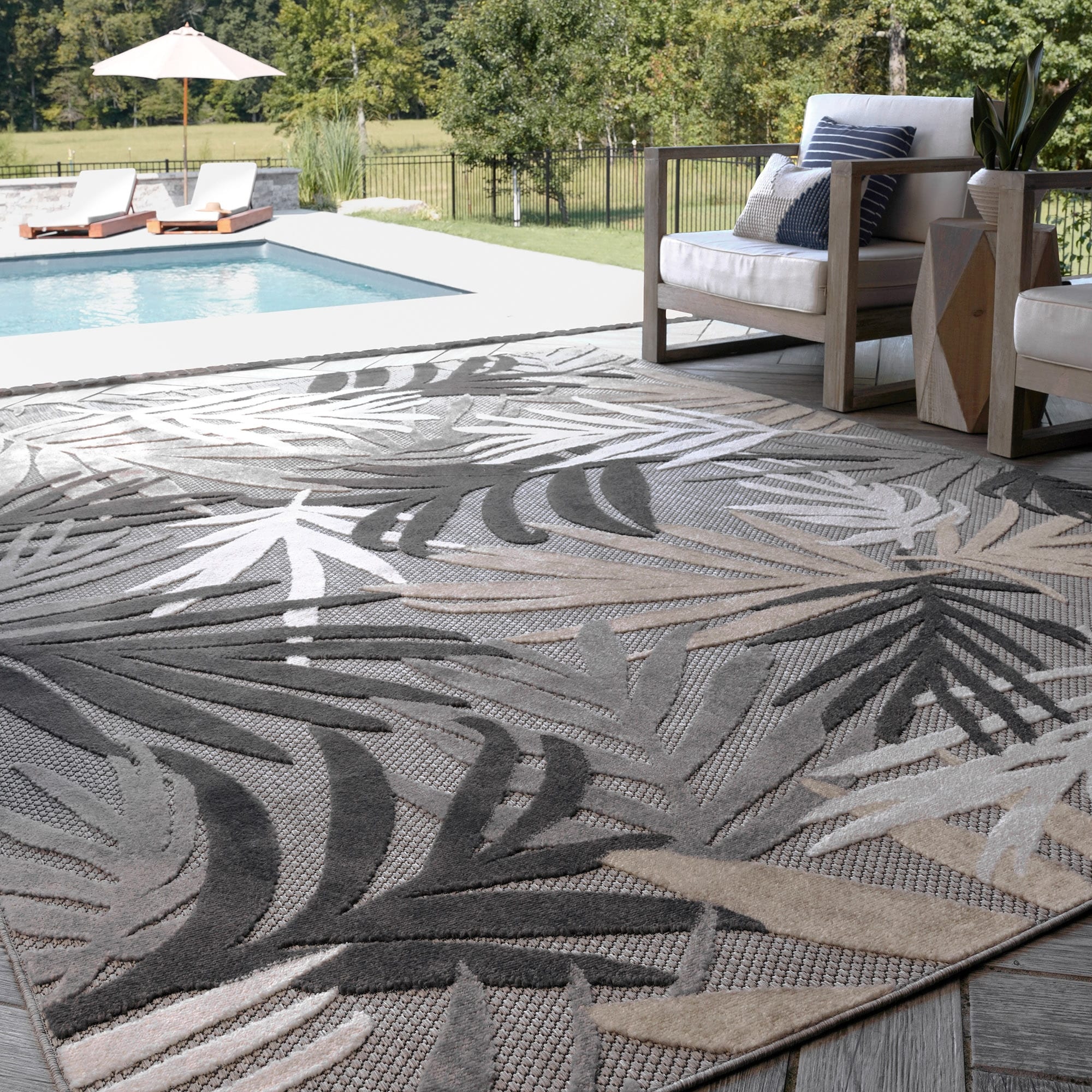 Tapis d'intérieur/extérieur à motif floral côtier Origin.
