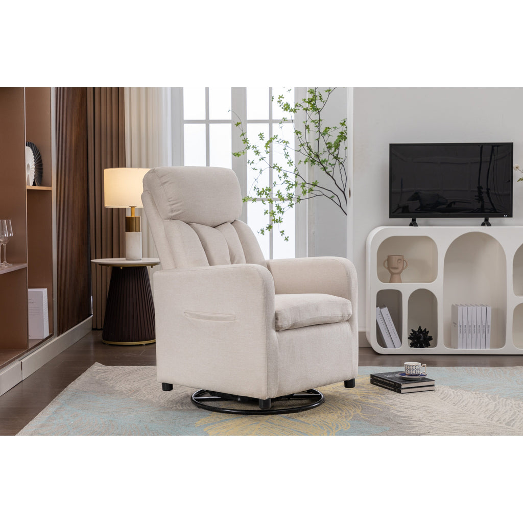 022-Fauteuil à bascule pivotant en lin avec poche
