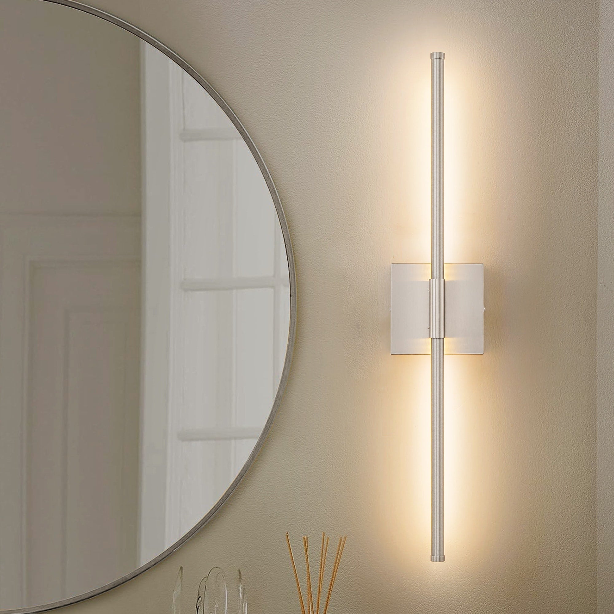 Applique murale de salle de bain à 1 lumière, linéaire et moderne, à intensité variable, à DEL intégrée, de 23,6 po