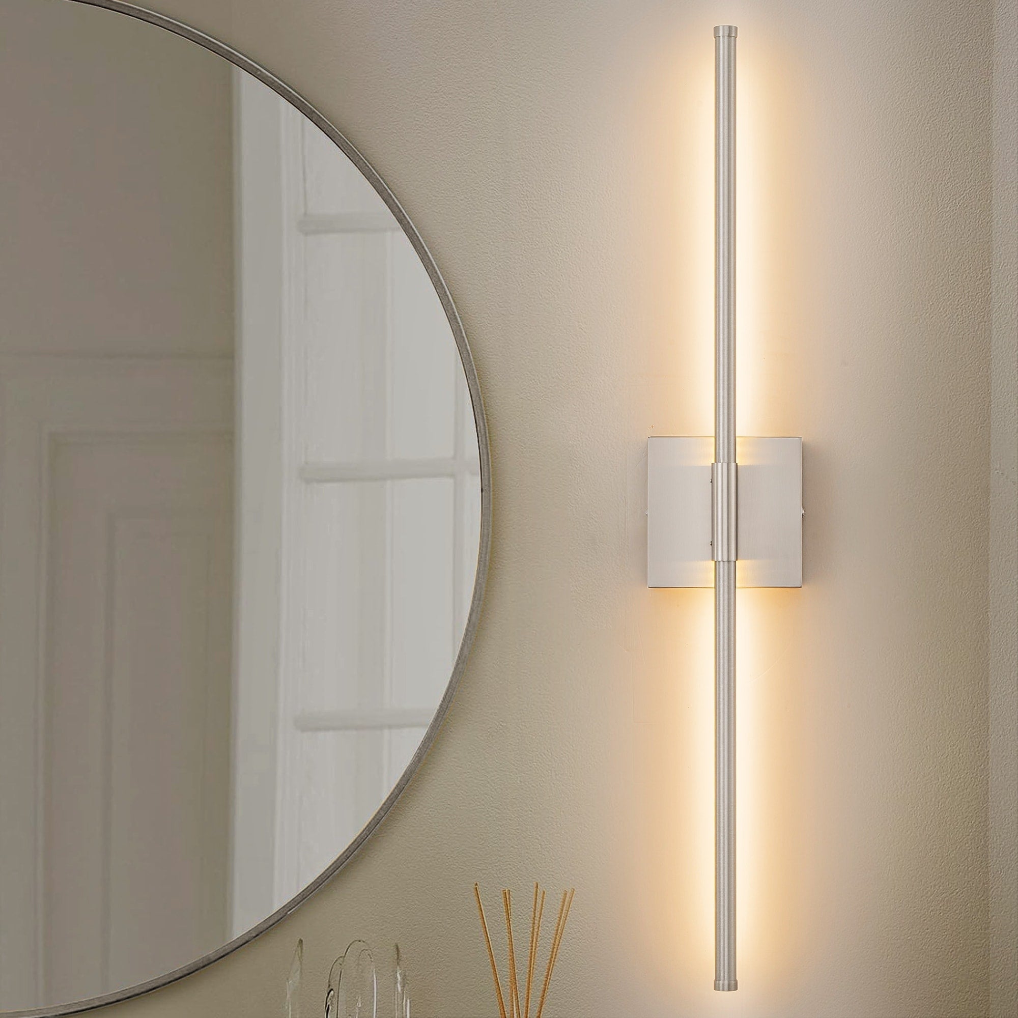 Applique murale linéaire moderne à 1 ampoule, noire, dorée et nickel, à LED, à intensité variable, pour salle de bain