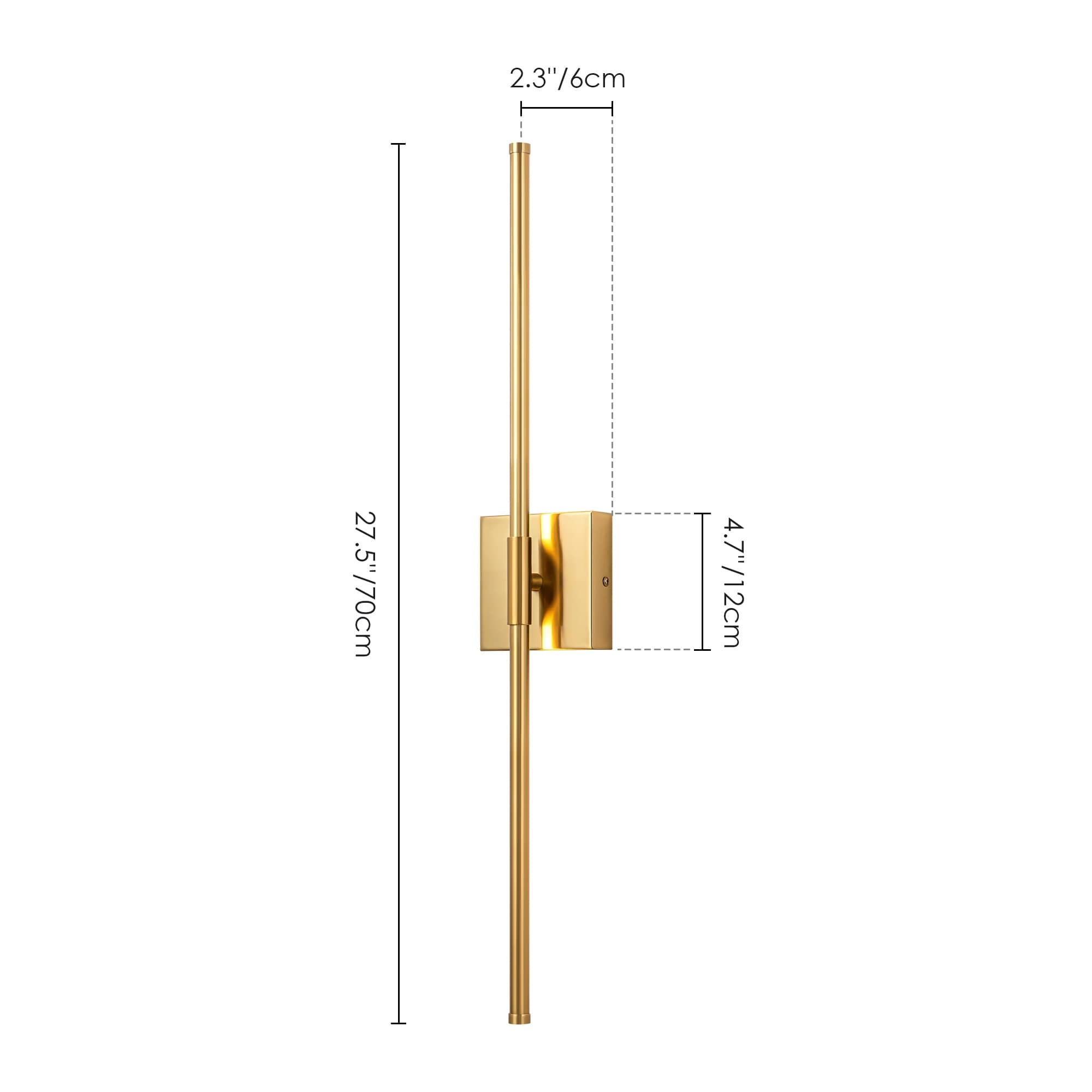 Applique murale linéaire moderne à 1 ampoule, noire, dorée et nickel, à LED, à intensité variable, pour salle de bain