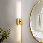 Applique murale linéaire moderne à 1 ampoule, noire, dorée et nickel, à LED, à intensité variable, pour salle de bain