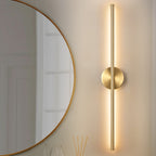 Applique murale linéaire moderne à 1 ampoule, noire, dorée et nickel, à LED, à intensité variable, pour salle de bain
