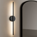 Applique murale linéaire moderne à 1 ampoule, noire, dorée et nickel, à LED, à intensité variable, pour salle de bain