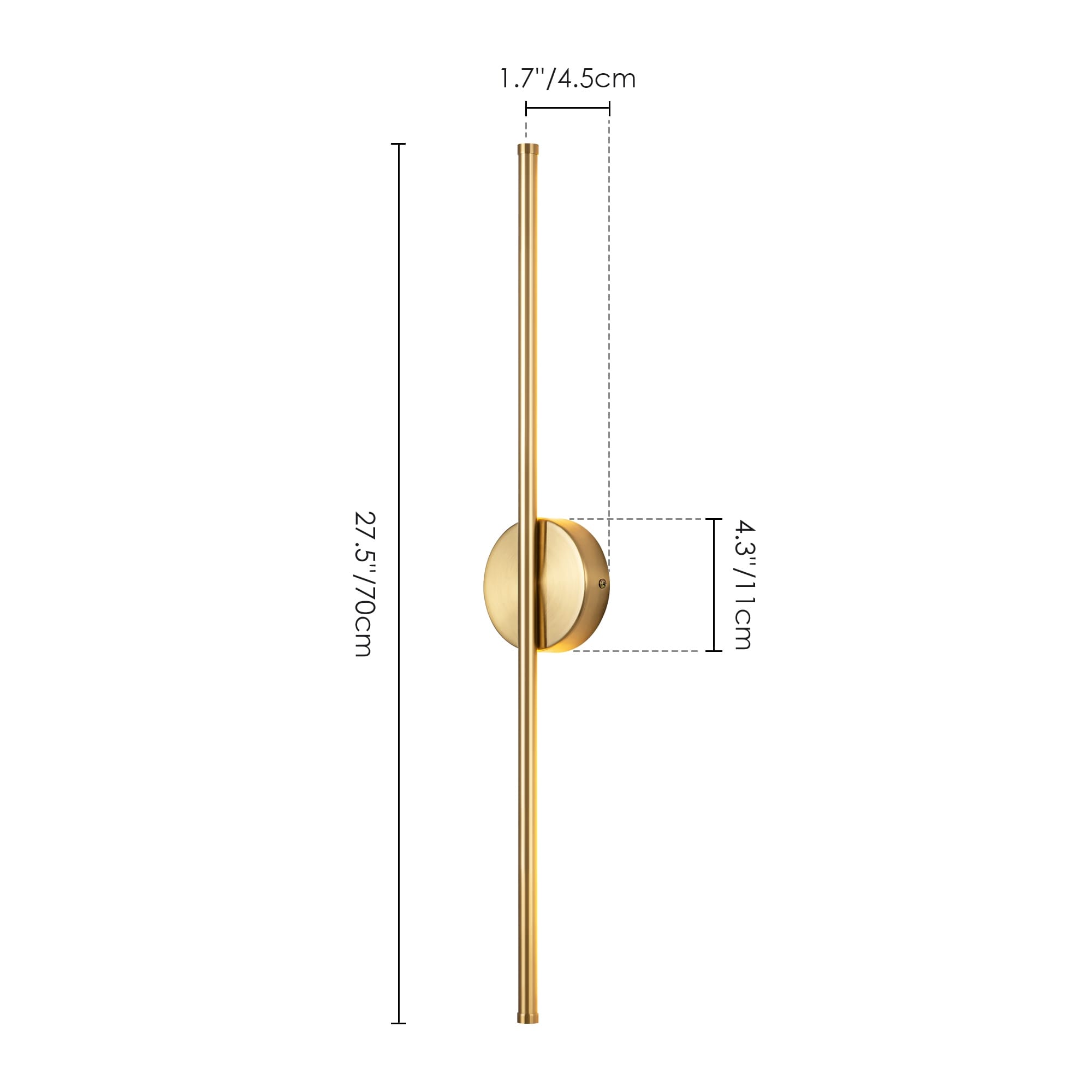 Applique murale linéaire moderne à 1 ampoule, noire, dorée et nickel, à LED, à intensité variable, pour salle de bain
