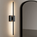 Applique murale linéaire moderne à 1 ampoule, noire, dorée et nickel, à LED, à intensité variable, pour salle de bain