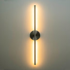 Applique murale linéaire moderne à 1 ampoule, noire, dorée et nickel, à LED, à intensité variable, pour salle de bain