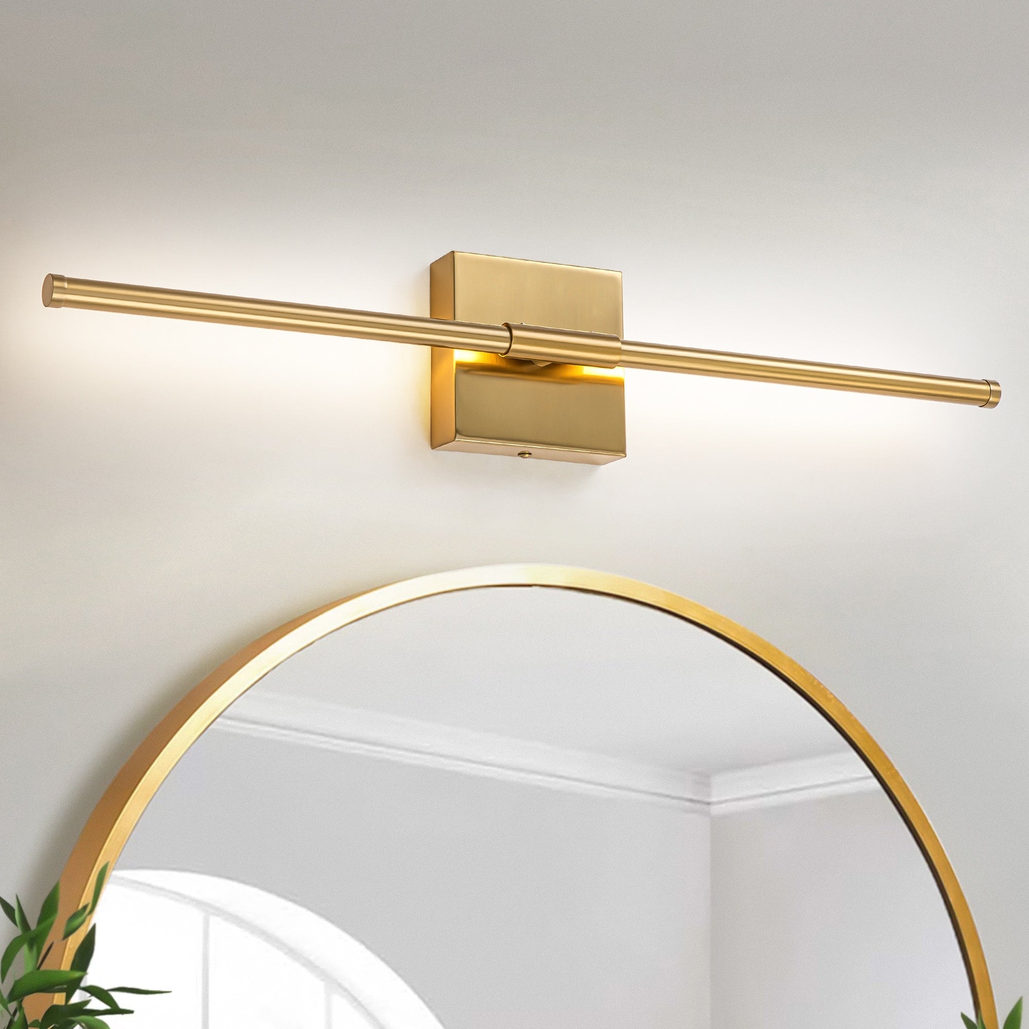 Applique murale linéaire moderne à 1 ampoule, noire, dorée et nickel, à LED, à intensité variable, pour salle de bain