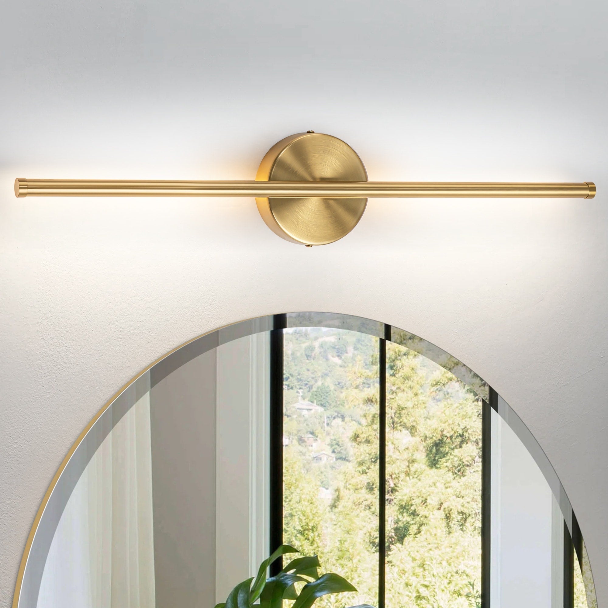 Applique murale linéaire moderne à 1 ampoule, noire, dorée et nickel, à LED, à intensité variable, pour salle de bain