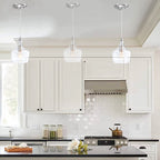 Suspension en verre transparent en forme de larme pour îlot de cuisine à 1 lumière (1 ou 3 packs au choix)