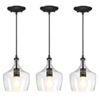 Suspension en verre transparent en forme de larme pour îlot de cuisine à 1 lumière (1 ou 3 packs au choix)