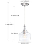 Suspension en verre transparent en forme de larme pour îlot de cuisine à 1 lumière (1 ou 3 packs au choix)