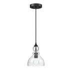 Suspension en verre grainé en forme de larme pour îlot de cuisine à 1 lumière avec finition noire, paquet de 3