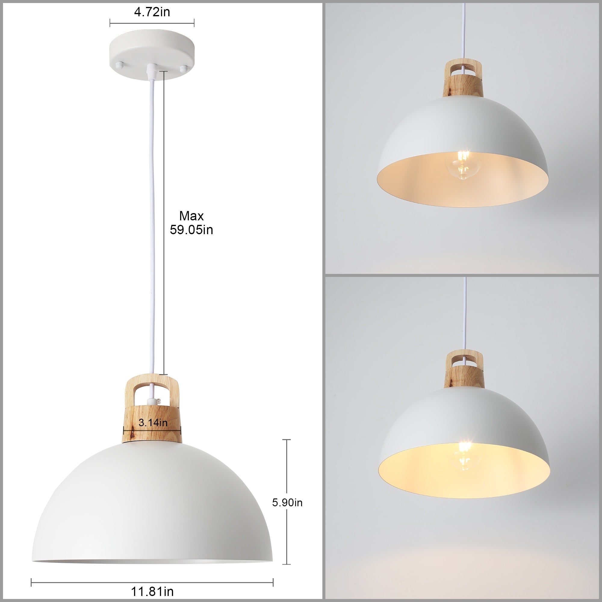 Luminaire suspendu moderne à 1 lumière avec interrupteur pour îlot de cuisine