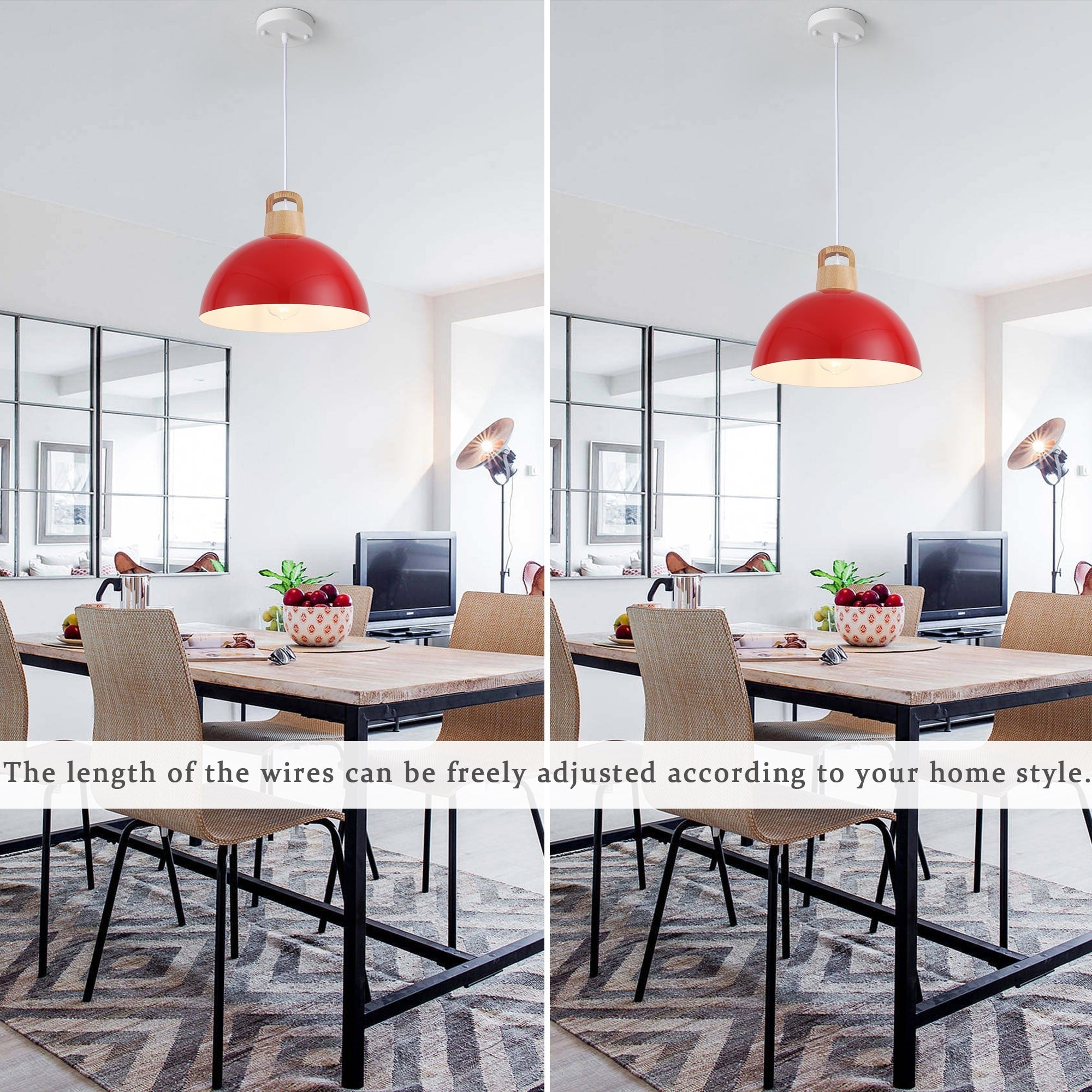 Luminaire suspendu moderne à 1 lumière avec interrupteur pour îlot de cuisine