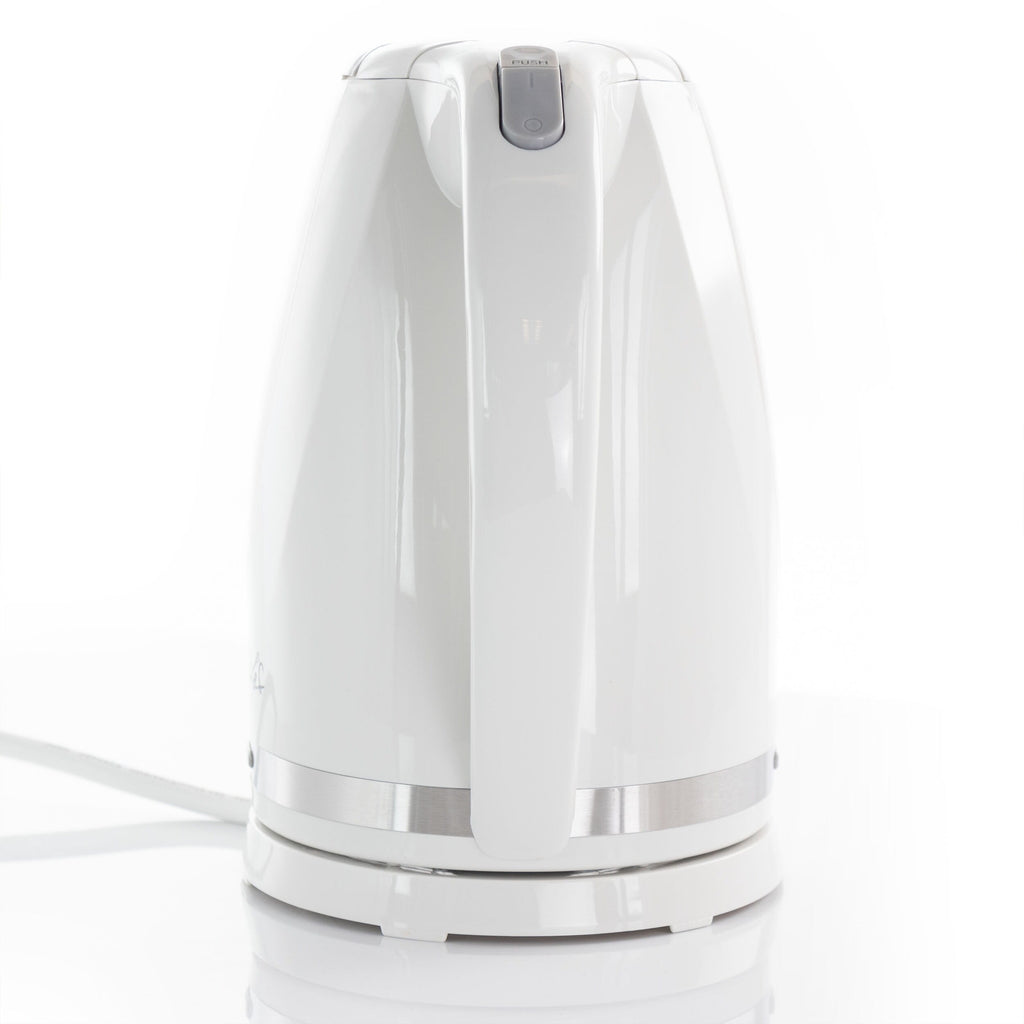 Bouilloire électrique sans fil à ébullition rapide de 1,7 L, blanche