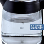 Bouilloire électrique sans fil à ébullition rapide de 1,8 L en verre argenté