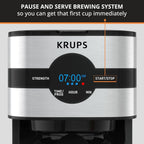 Cafetière numérique 10 tasses, acier inoxydable noir, infusion programmable, pause et service automatiques