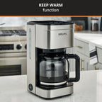 Cafetière filtre 10 tasses, affichage numérique, finition en acier inoxydable, minuterie programmable, arrêt automatique