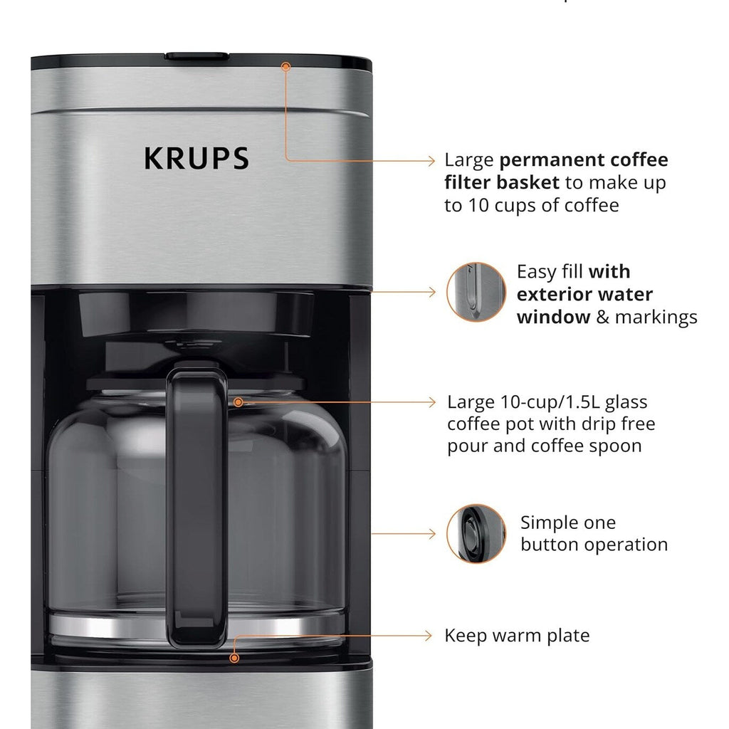 Cafetière filtre 10 tasses, affichage numérique, finition en acier inoxydable, minuterie programmable, arrêt automatique