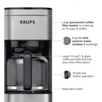 Cafetière filtre 10 tasses, affichage numérique, finition en acier inoxydable, minuterie programmable, arrêt automatique