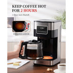 Cafetière programmable 10 tasses 2.0, cafetière filtre avec écran tactile, carafe en verre, plaque chauffante, infusion normale et forte