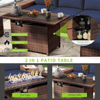 Ensemble de meubles de patio 10 pièces avec table et foyer