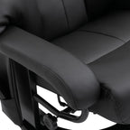 Fauteuil de massage à vibrations 10 points, pivotant et inclinable, en cuir PU, avec dossier réglable, repose-pieds et télécommande