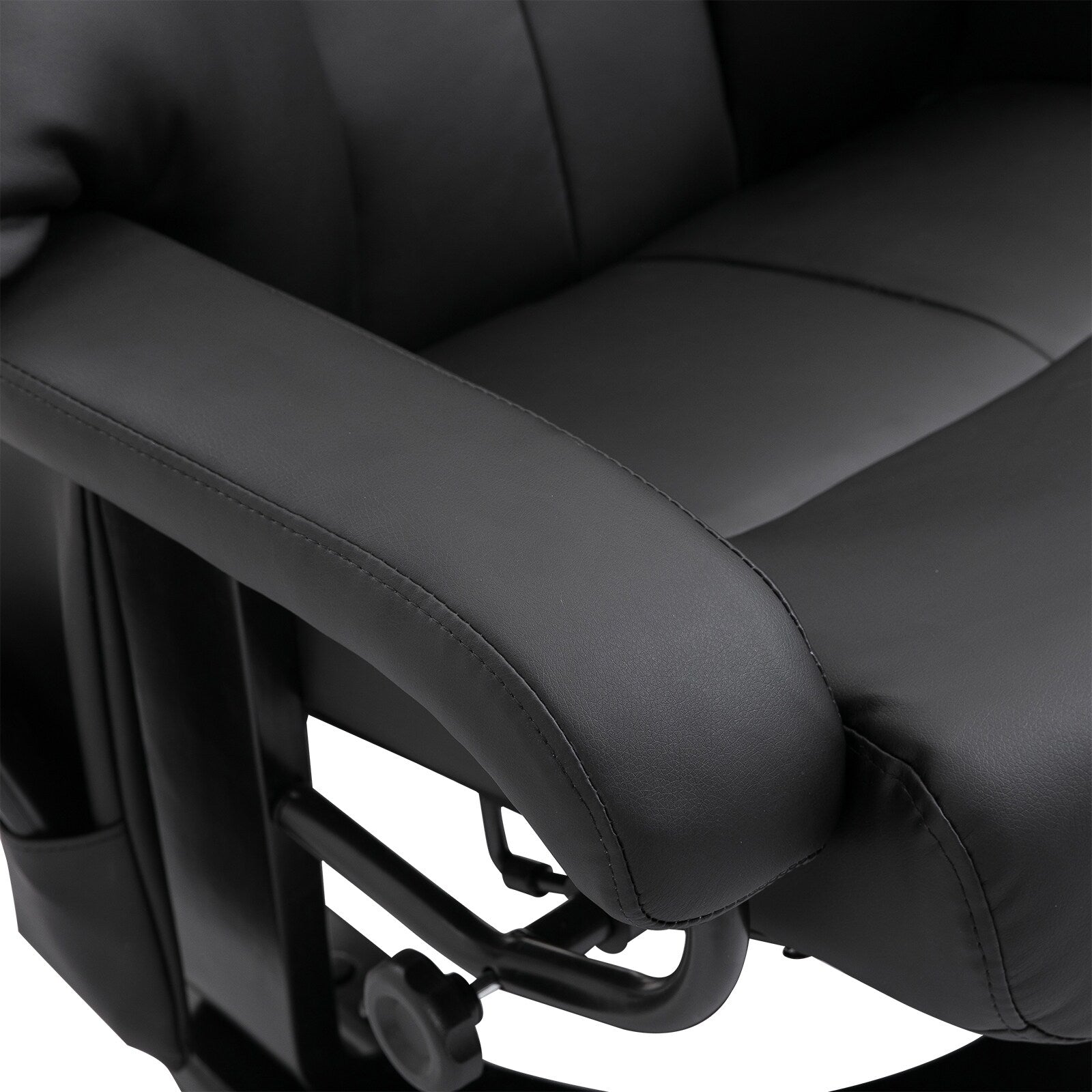 Fauteuil de massage à vibrations 10 points, pivotant et inclinable, en cuir PU, avec dossier réglable, repose-pieds et télécommande