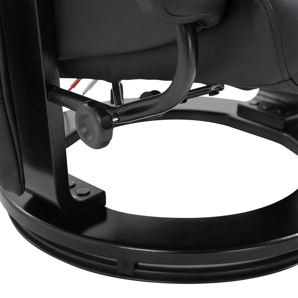 Fauteuil de massage à vibrations 10 points, pivotant et inclinable, en cuir PU, avec dossier réglable, repose-pieds et télécommande