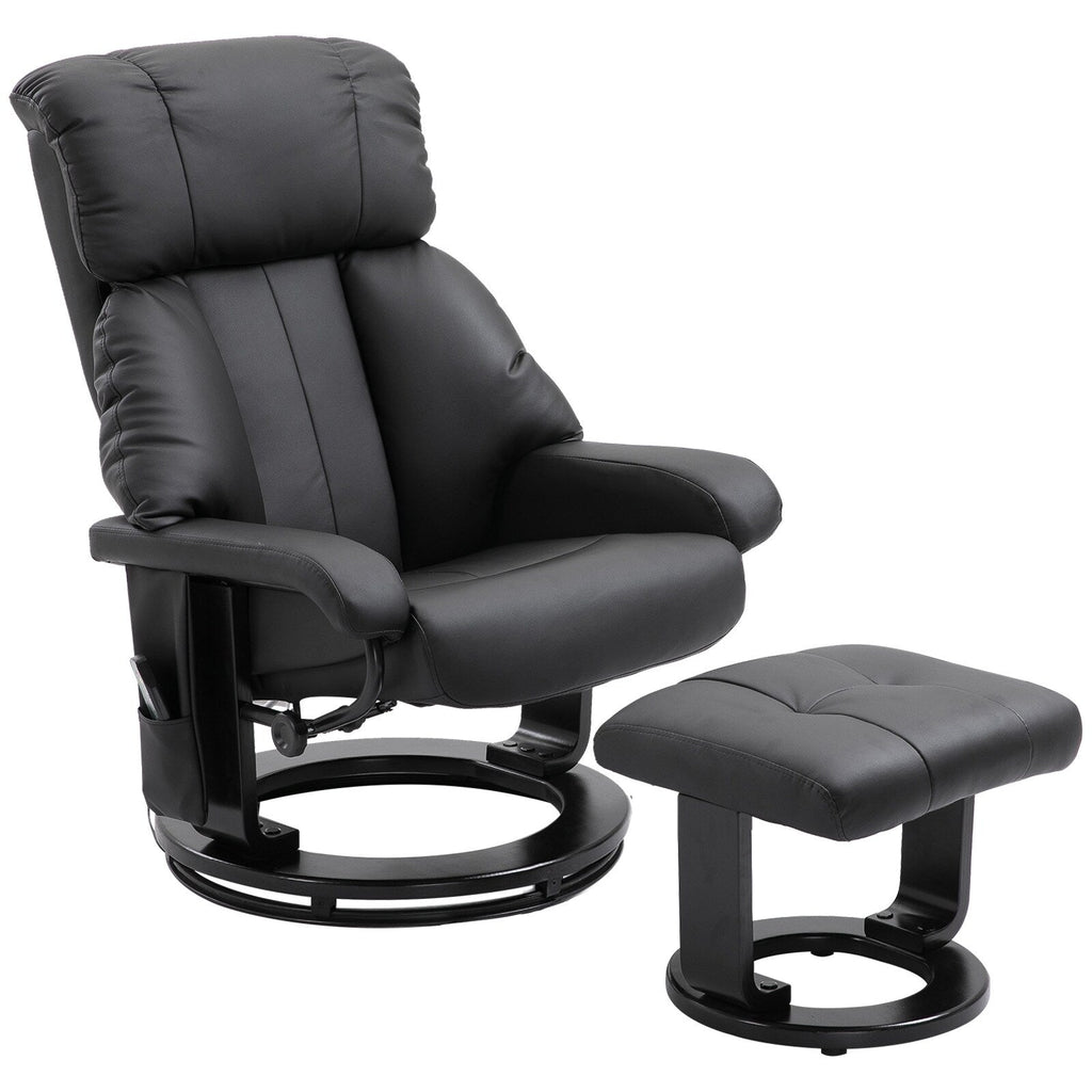 Fauteuil de massage à vibrations 10 points, pivotant et inclinable, en cuir PU, avec dossier réglable, repose-pieds et télécommande