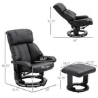 Fauteuil de massage à vibrations 10 points, pivotant et inclinable, en cuir PU, avec dossier réglable, repose-pieds et télécommande