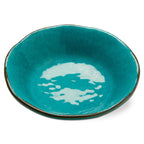 Bols de service en mélamine Veranda, 10 oz, 7 po, émaillés, craquelés, bleu océan, bords ondulés, 4 pièces, lavables au lave-vaisselle, pour l'intérieur et l'extérieur