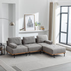 Canapé en L en tissu de 100,7 po avec pouf amovible et pieds en métal