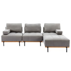Canapé en L en tissu de 100,7 po avec pouf amovible et pieds en métal