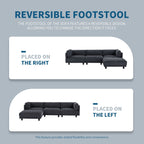 Canapé sectionnel en polyester 102,4 en forme de L avec repose-pieds réversible, coussins épais et pieds en plastique