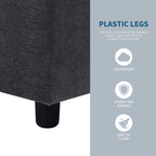 Canapé sectionnel en polyester 102,4 en forme de L avec repose-pieds réversible, coussins épais et pieds en plastique