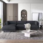 Canapé sectionnel en polyester en forme de L de 102,4 po avec repose-pieds réversible et pieds durables