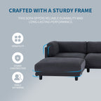 Canapé sectionnel en polyester en forme de L de 102,4 po avec pouf réversible, coussins moelleux et base en plastique robuste