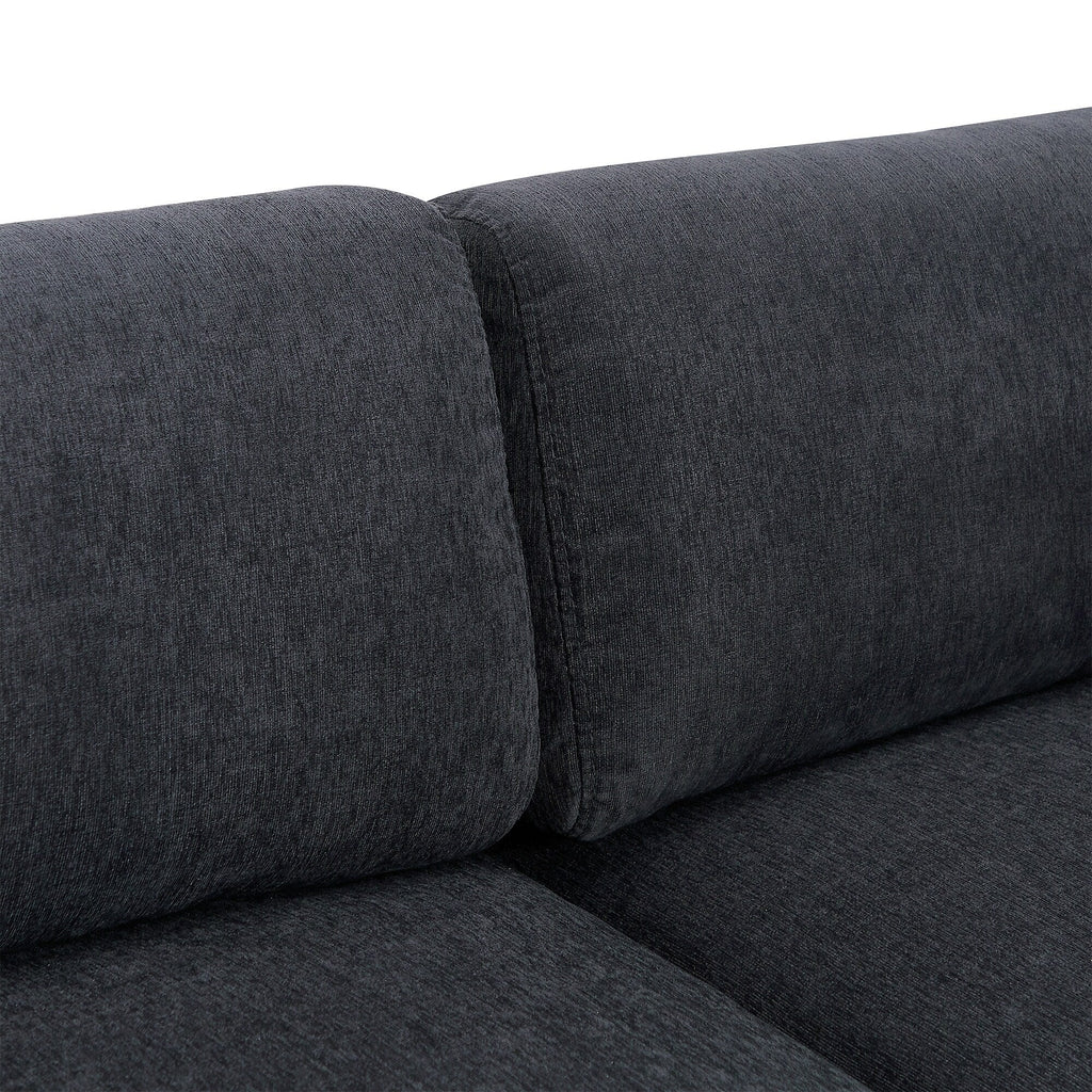 Canapé sectionnel en polyester en forme de L de 102,4 po avec pouf réversible, coussins moelleux et base en plastique robuste