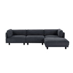 Canapé sectionnel en polyester en forme de L de 102,4 po avec pouf réversible, coussins moelleux et base en plastique robuste
