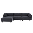 Canapé sectionnel 3 places en L, 102,4 pouces, en polyester, avec repose-pieds réversible, coussins épais et pieds en plastique résistants.
