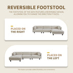 Canapé sectionnel 3 places en L, 102,4 pouces, en polyester, avec repose-pieds réversible, coussins épais et pieds en plastique résistants.