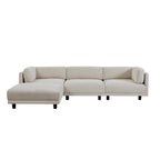 Canapé sectionnel 3 places en L, 102,4 pouces, en polyester, avec repose-pieds réversible, coussins épais et pieds en plastique résistants.