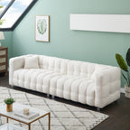 Canapé 4 places en velours Teddy de 102 pouces avec pieds en métal et coussins décoratifs, design multidirectionnel moderne pour le salon