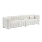 Canapé 4 places en velours Teddy de 102 pouces avec pieds en métal et coussins décoratifs, design multidirectionnel moderne pour le salon