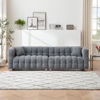 Canapé 4 places en velours Teddy de 102 pouces avec pieds en métal et coussins décoratifs, design multidirectionnel moderne pour le salon