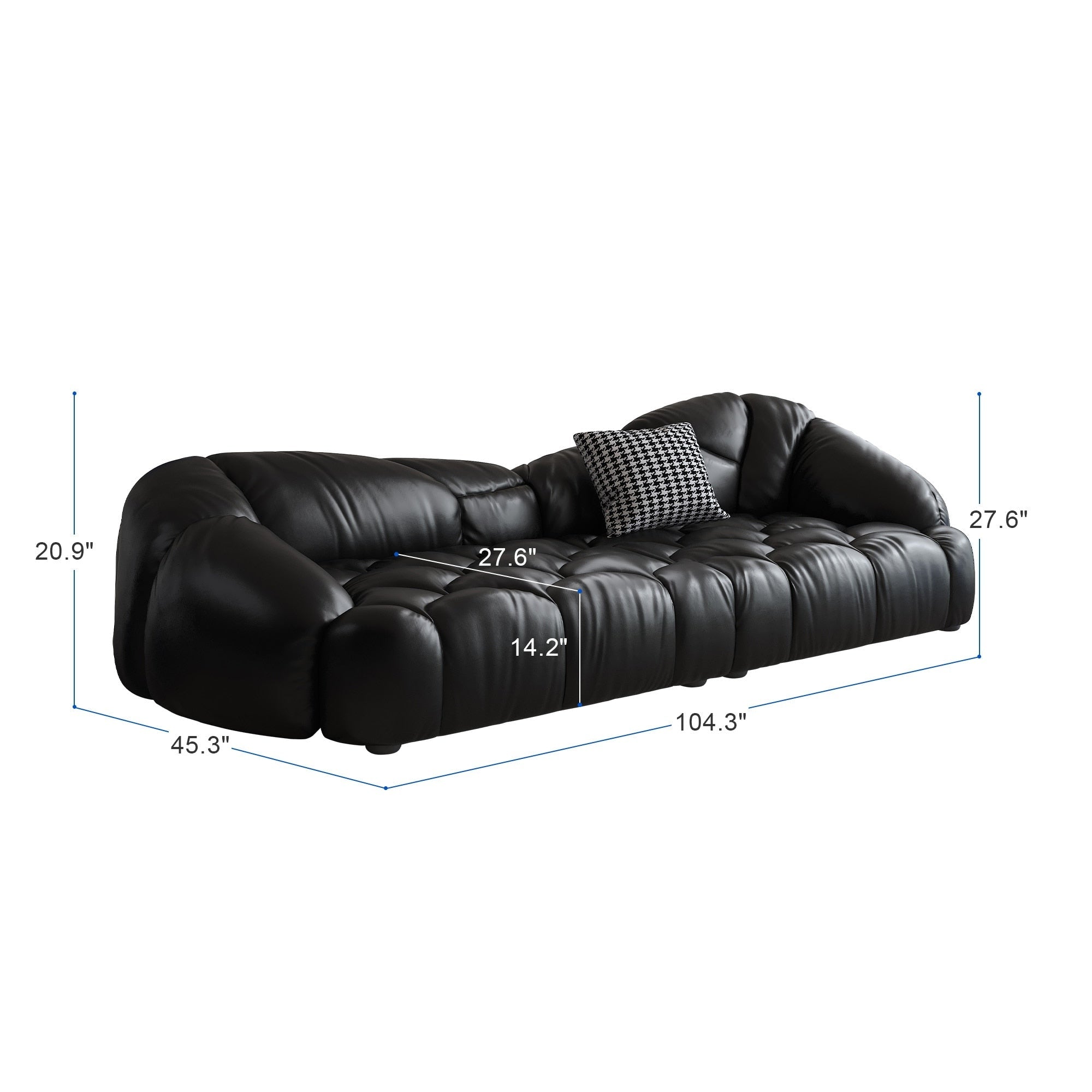 Canapé rembourré en cuir 104,3 - 104,3 x 45,3