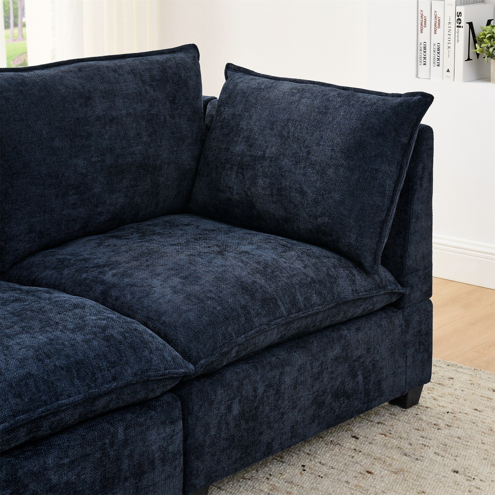 Canapé 3 places en chenille 105 avec coussins à 2 couches et mousse haute résilience
