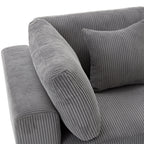 Canapé 3 places rembourré en velours côtelé avec coussins de dossier amovibles et 5 oreillers pour le salon
